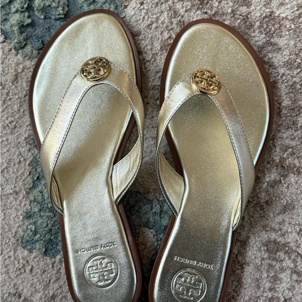 Tory Burch Metallic Gold Sandals - Picture 2 of 4